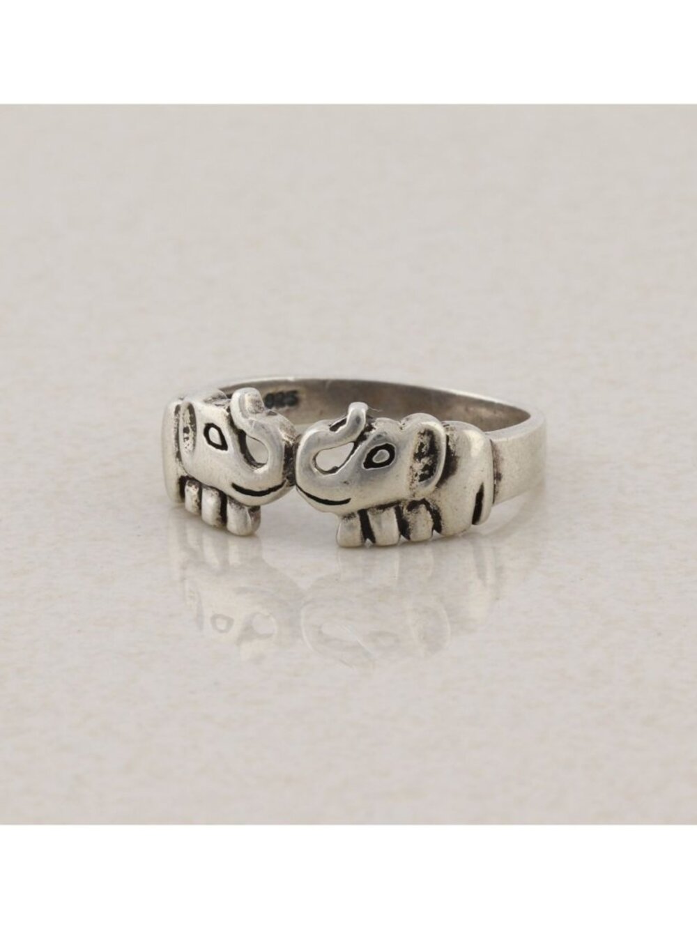 Sterling Silver Two Elephant Ring Size 9 - Picture 6 of 7